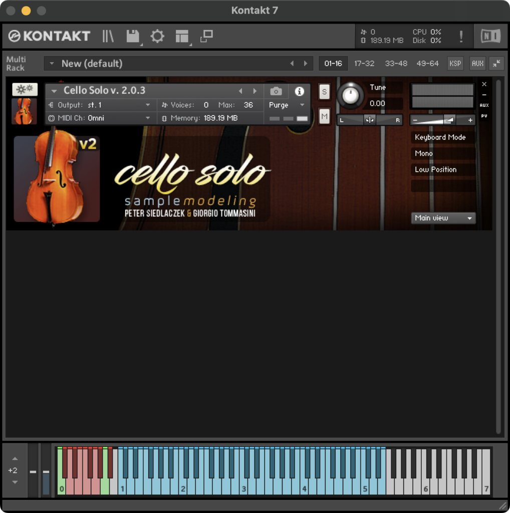 GUI - Solo Cello - Main window