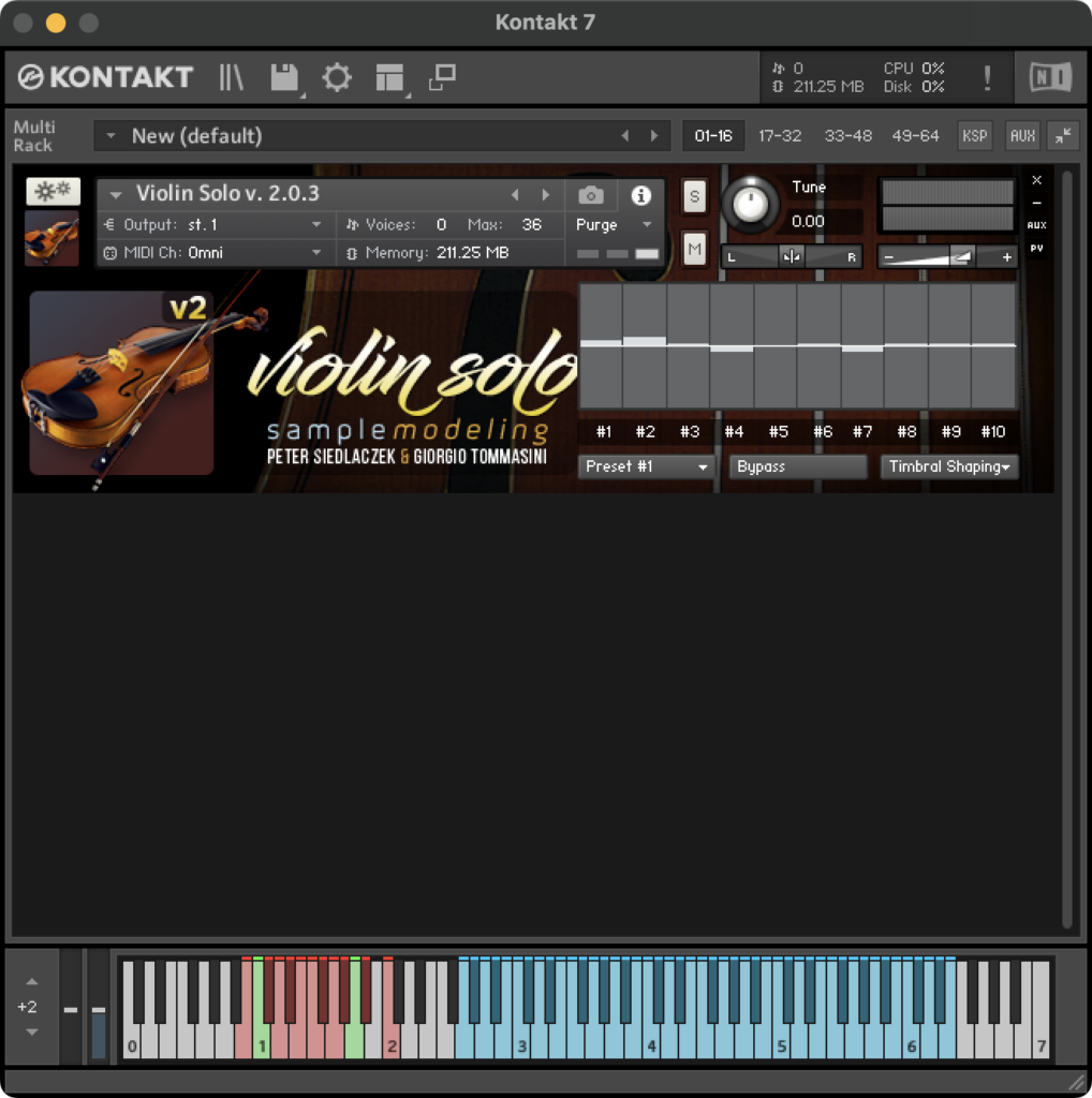 GUI - Solo Violin - Timbral Shaping Selection