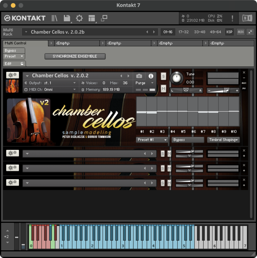 GUI - Solo Violin - Timbral Shaping Selection